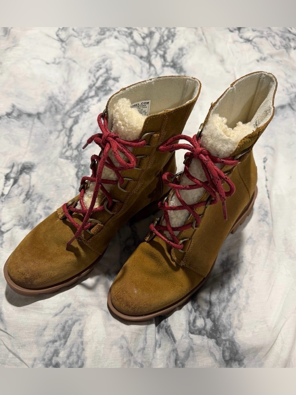 Sorel Phoenix Winter Boots Snow Waterproof Womens Size 10 Brown Suede Sherpa